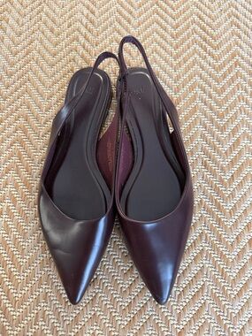 H&M Pointed Slingback Flats in Burgundy